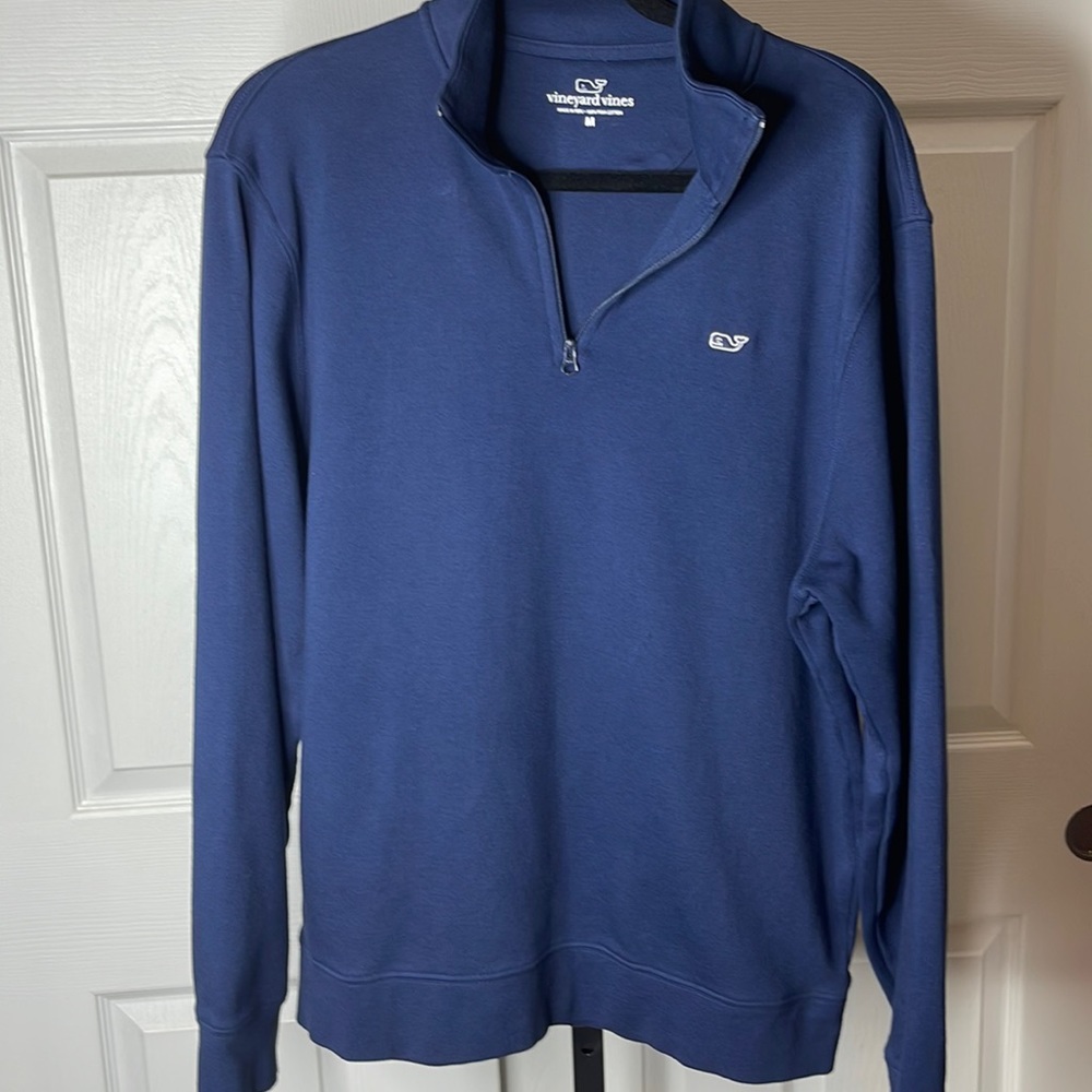 Women’s Vineyard Vines 100% Pima cotton pullover 3/4 zipper SZ M navy blue